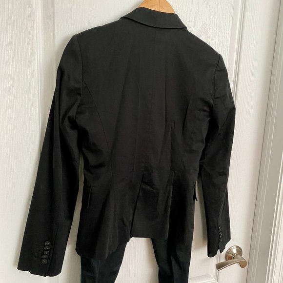 Zara Black Cotton Suit Set - Single Breasted Jacket and Trousers Size Small / 6 - Picture 13 of 13